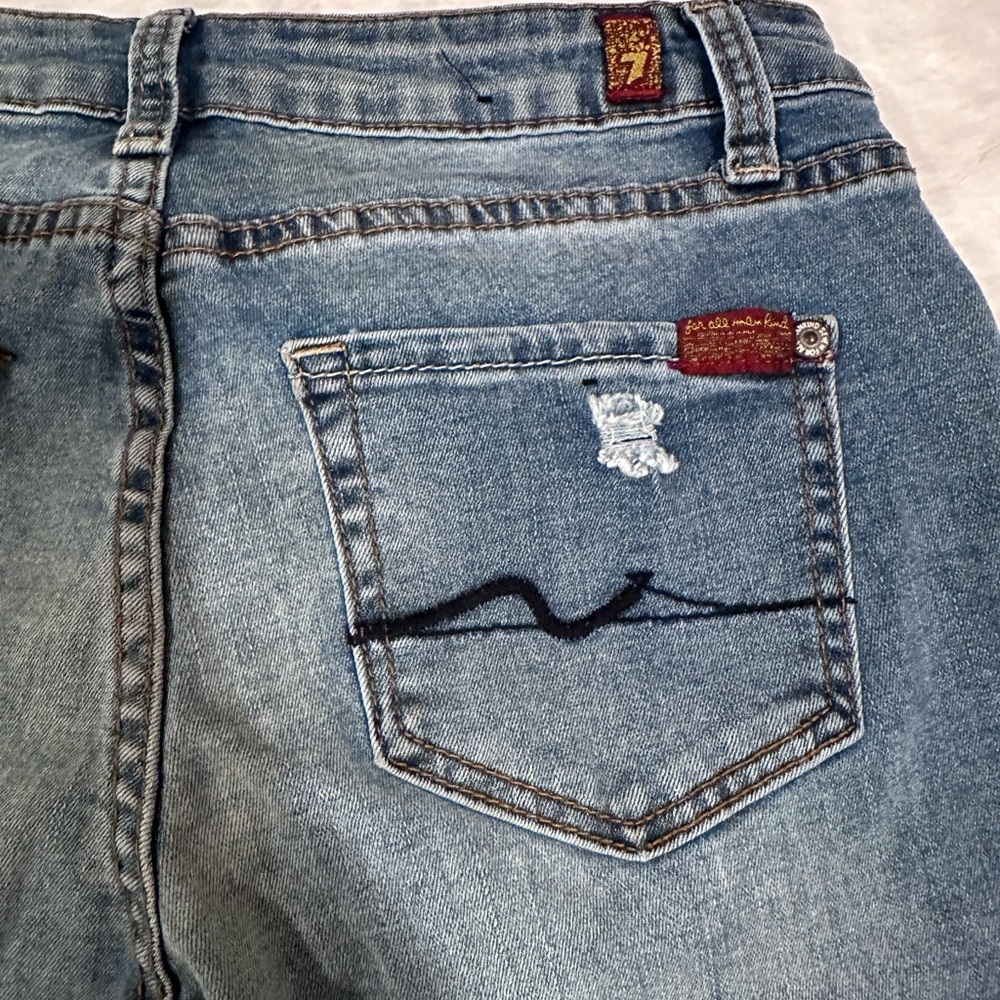 7 For All Mankind Light Blue Denim with Embroidered Pocket